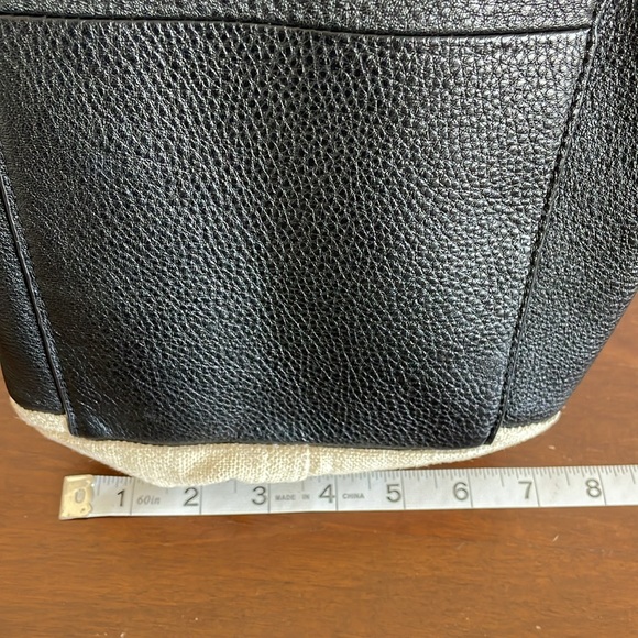 CHRISTOPHER KON - Natural Linen and Black Leather Tote with Adjustable Handles - Picture 10 of 13